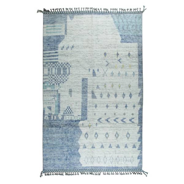 Colorful Hand-Knotted Wool Marrakech Rug : Multicolored Contemporary Handspun Area Rug for Modern Ho, Area Rug