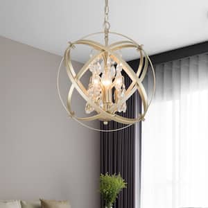 Lansing 4 -Light Champagne gold Unique/Statement Globe Chandelier with Crystal