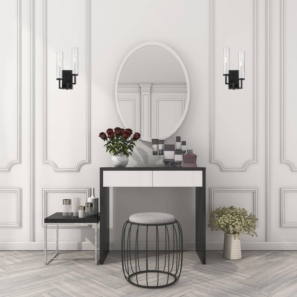 Folsom Matte Black Cylinder Sconce with Polished Chrome Accents
