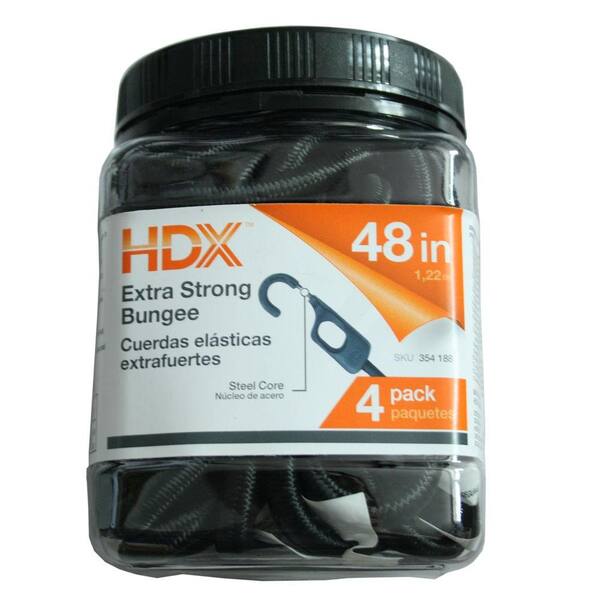 HDX 8mm X 48 in. Superstrong Bungee Cord (4-Pack) FH0605 - The