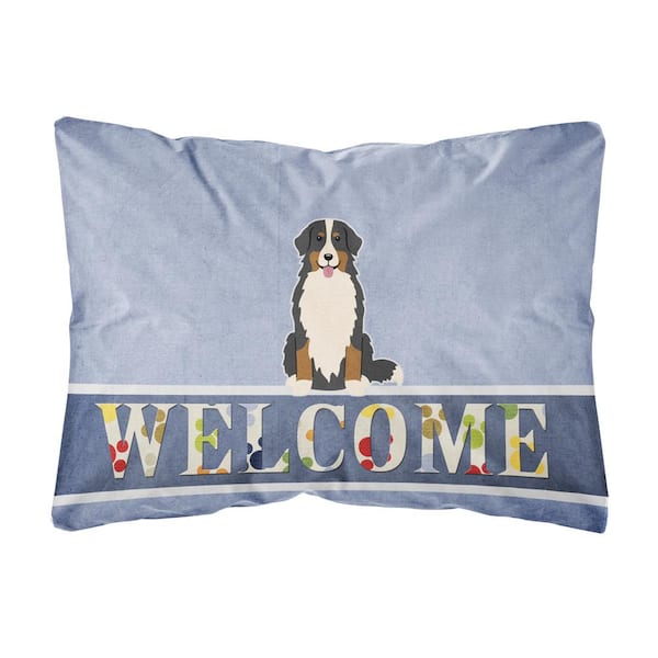Caroline's Treasures 12 in. x 16 in. Multi-Color Outdoor Lumbar Throw Pillow Bernese Mountain Dog Welcome