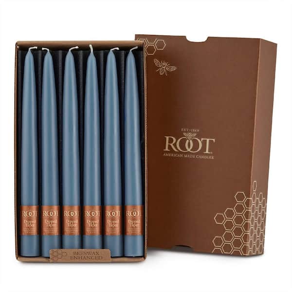 ROOT CANDLES Dipped Taper 9 in. Williamsburg Blue Unscented Taper Candle (Box of 12)