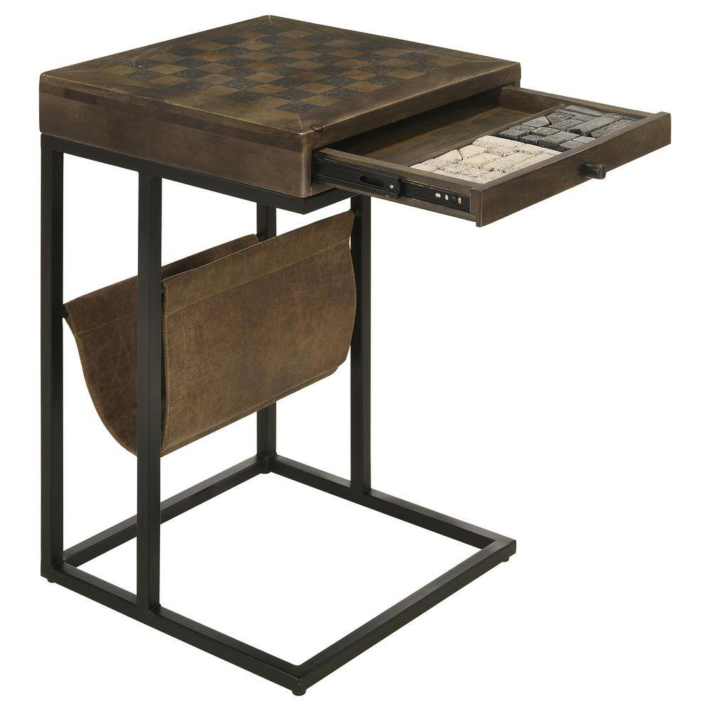Noir Mango Wood and Iron Accent Table with Storage