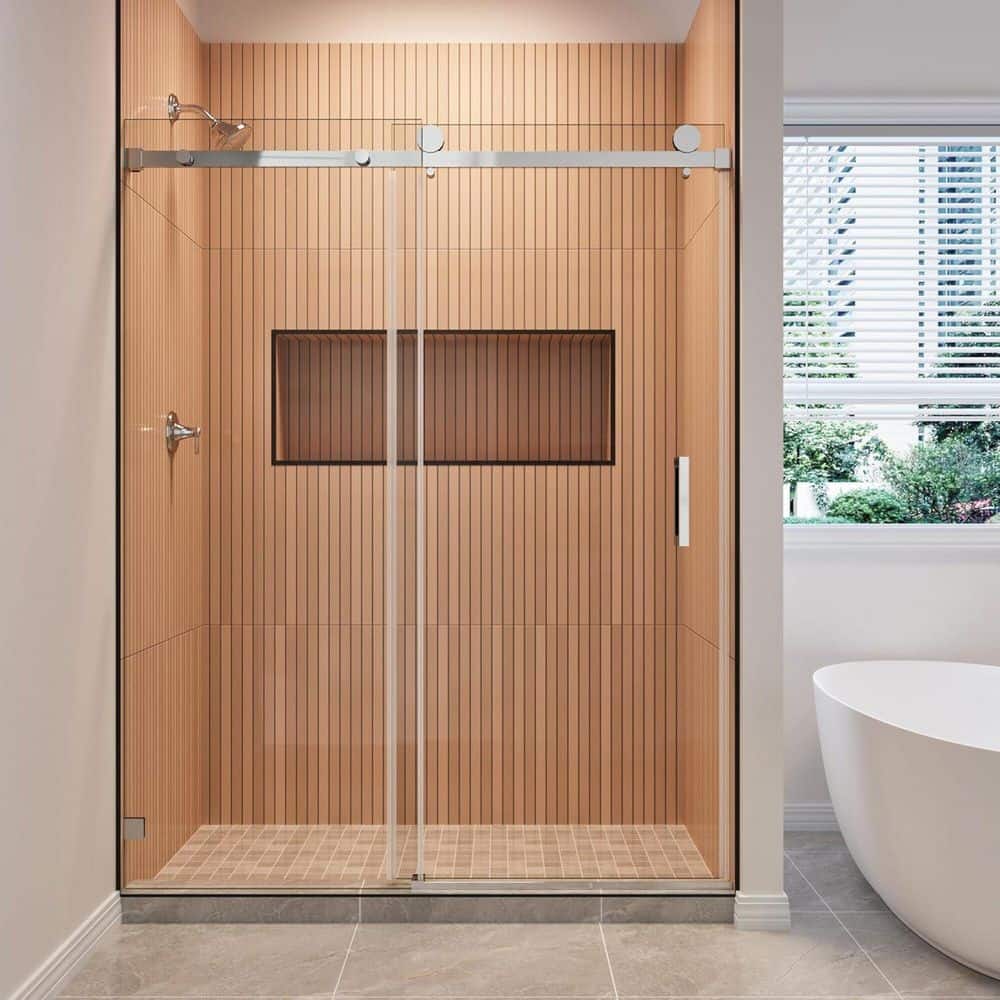56-61 in. W x 72 in. H Single Sliding Frameless Shower Door in Chrome 3/8 in. Clear SGCC Tempered Glass price history on PriceWatchPro