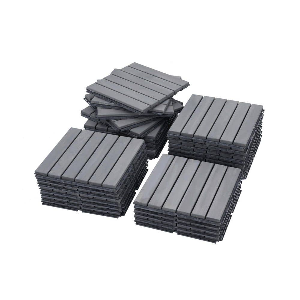 12 in. x 12 in. Square Acacia Wood Interlocking Deck Tiles Striped Pattern,Patio Floor Tile,Light Gray (Set of 30) price history on PriceWatchPro