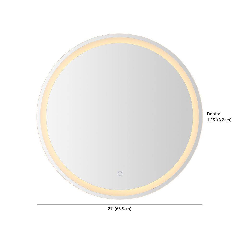 Dane 27" Round Frameless LED Bathroom Vanity Mirror