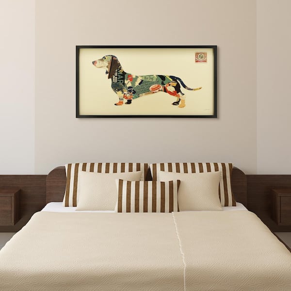 25 in. x 48 in. "Dachshund" Dimensional Collage Framed Graphic Art Under Glass Wall Art