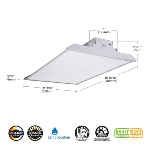 Metalux 1.6 ft. 250-Watt Equivalent LED Linear High Bay with Selectable CCT and Lumen