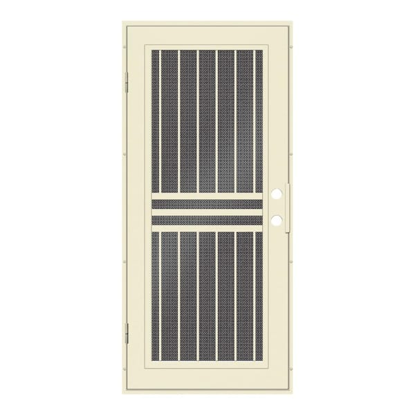 Unique Home Designs Plain Bar 32 in. x 80 in. Right Hand/Outswing Beige Aluminum Security Door with Black Perforated Screen