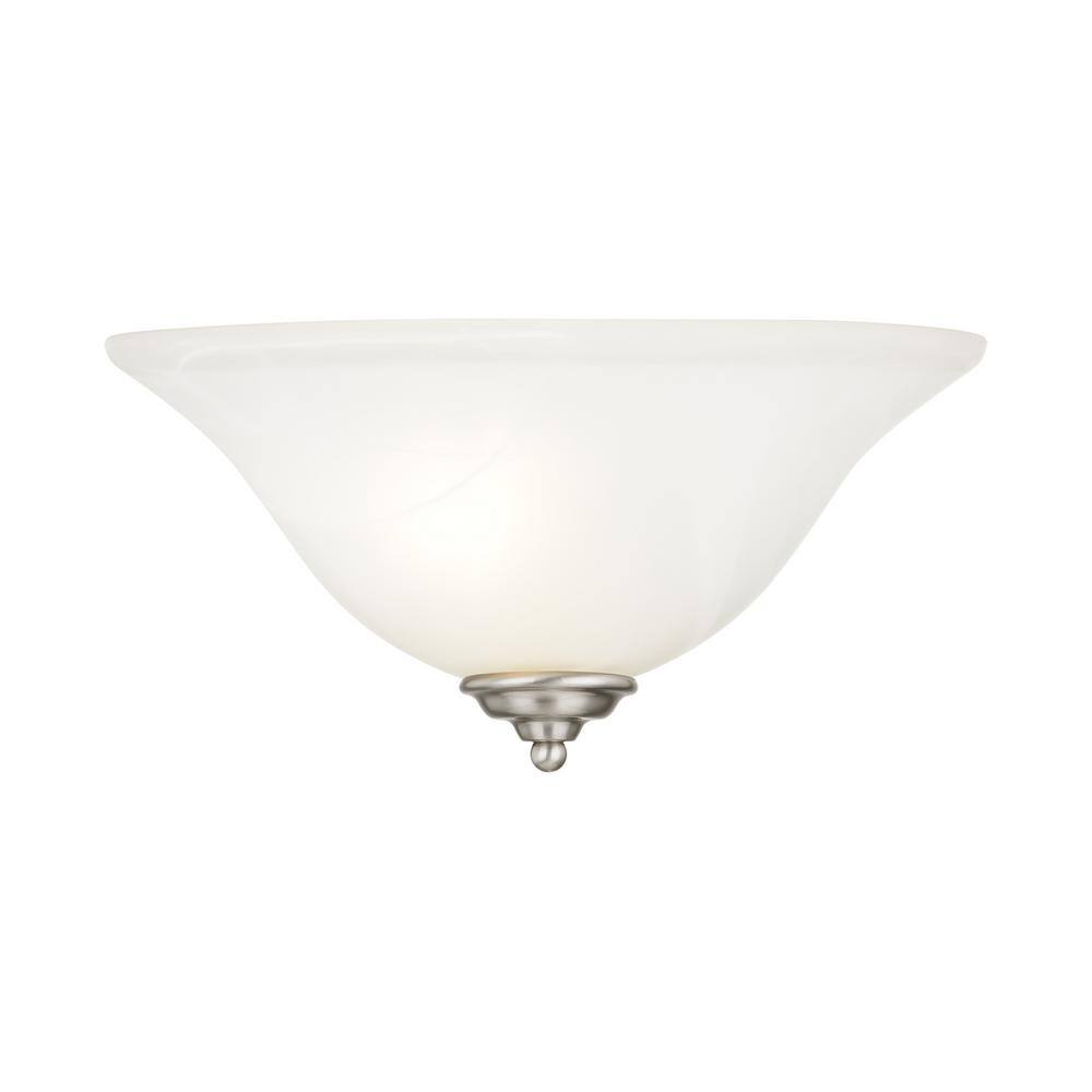 Brushed Nickel Wall Sconce with White Alabaster Glass