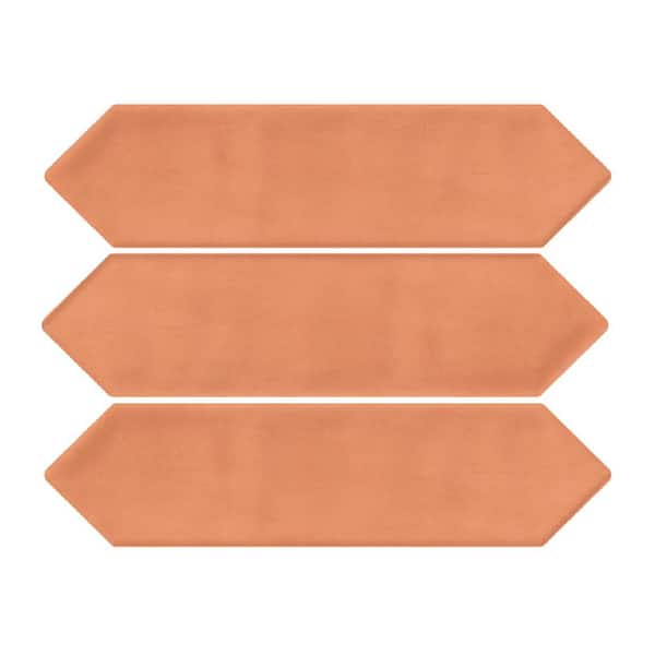 Giorbello Glossy Ceramic Picket Hexagon Subway 3 in. x 12 in. x 10 mm Wall Tile Case - Coral (20-Tile Pieces/5 sq. ft.)