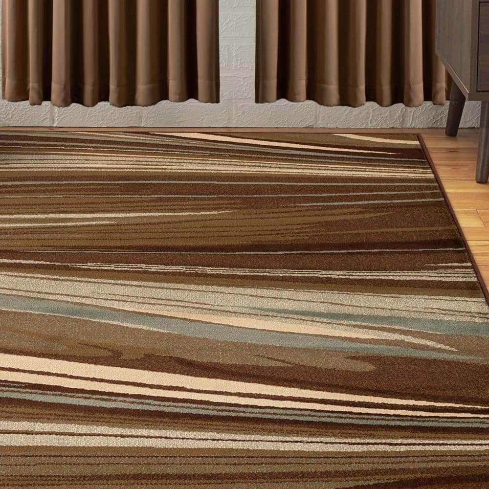 Ondes Plush Modern Abstract 8' x 10' Multi-Colored Area Rug