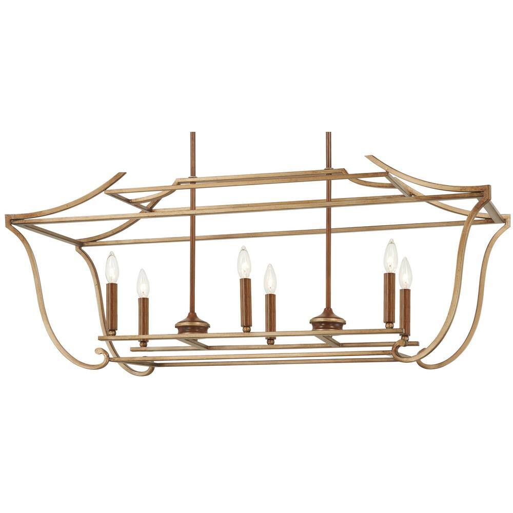 Magnolia Manor Pale Gold & Distressed Bronze 6-Light Crystal Chandelier