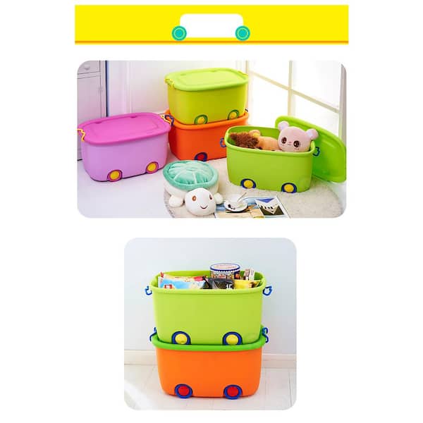Basicwise Large Storage Toy Box with Soft Closure Lid, Wooden