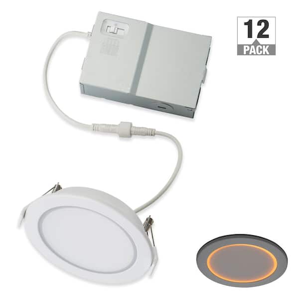 Commercial Electric 4 in. Canless Downlight Integrated LED Recessed Light Trim Inner Ring Night Light Feature Adjustable CCT (12-Pack)