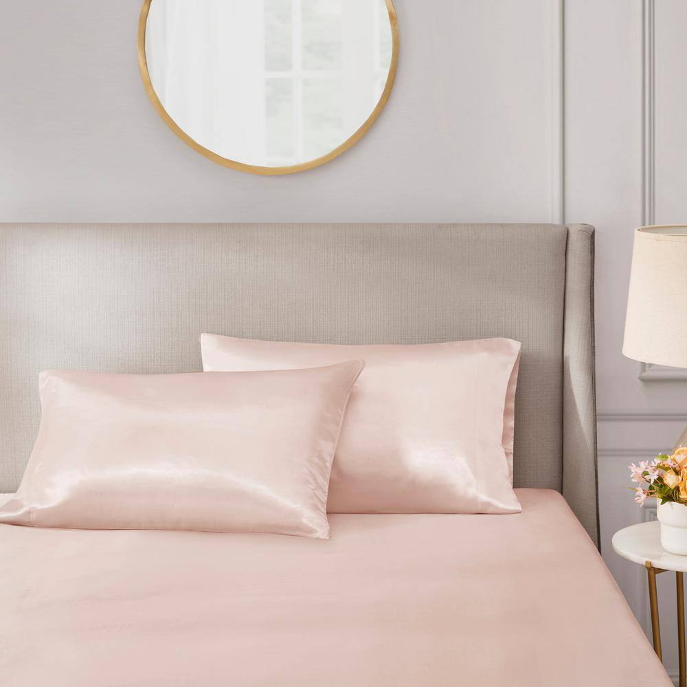 King Blush Satin Luxury Pillowcase Set