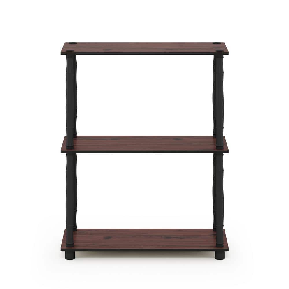 Compact Classic 3-Tier Dark Cherry & Black Shelving Unit