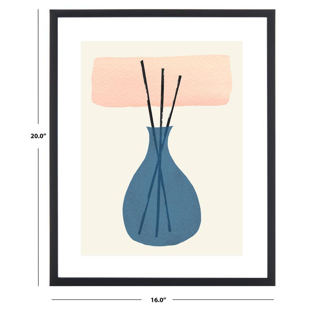 Blush and Blue Abstract Framed Wall Art, 16 x 20 Inch