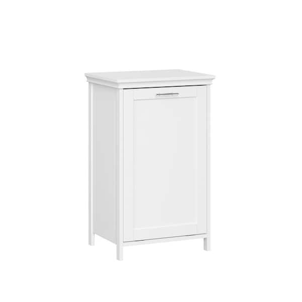 Somerset White 18 x 14 x 30 MDF Transitional Rectangular Tilt-Out Laundry Room Hamper Cabinet with Cloth Bag