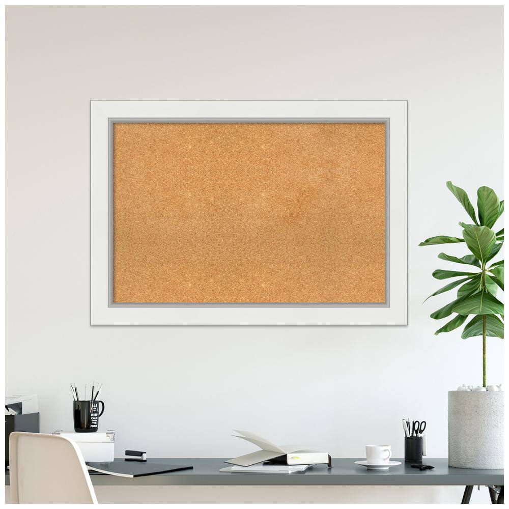 Eva White Gold Framed Natural Cork Bulletin Board