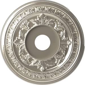 19" OD x 3-1/2" ID x 1" P Baltimore Thermoformed PVC Ceiling Medallion (Fits Canopies up to 7-3/4"), Bright Coat Chrome