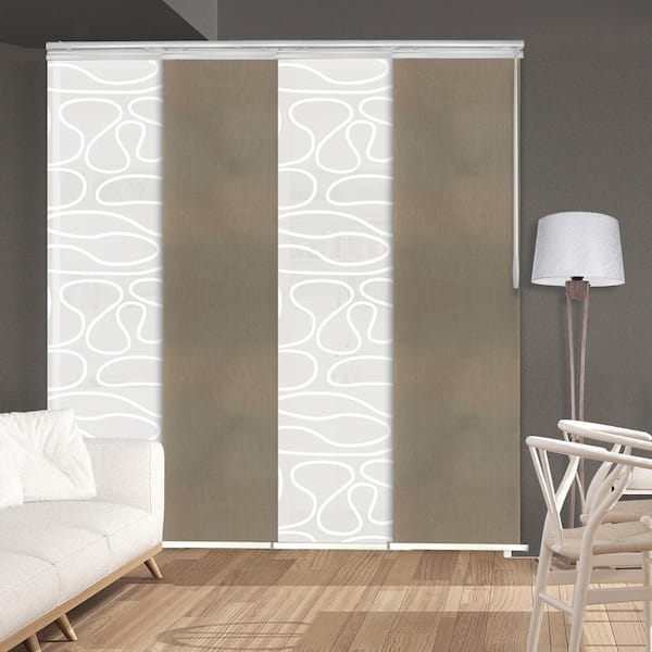 FINE FIXTURES Rainy Swirl 48 in. - 88 in. W x 94 in. L Adjustable 4- Panel White Single Rail Panel Track with 23.5 in. Slates