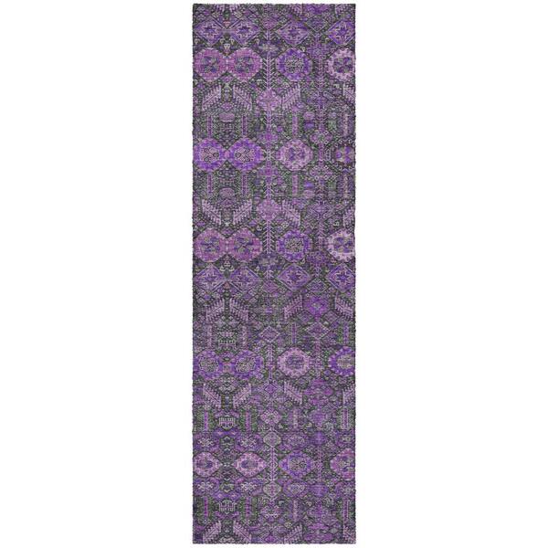Dream Shag Premium Machine Washable Abstract ADS574 Purple 2 ft. x 7 ft. Runner Rug