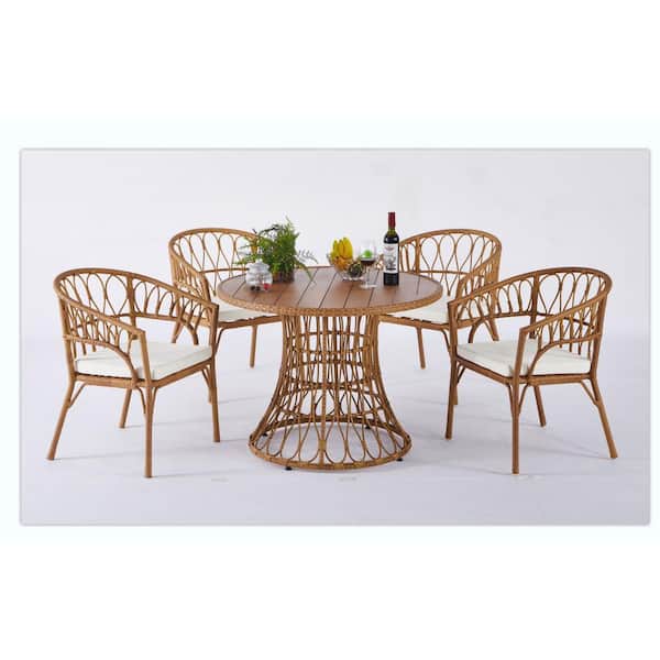 Bamboo patio dining set discount