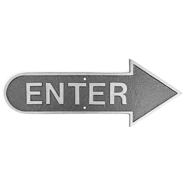 Montague Metal Products 6" x 15.5" Right Arrow Enter Statement Plaque Sign-Swedish Iron