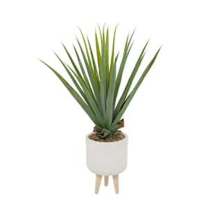 38 in. H Agave Artificial Plant with Realistic Leaves and White Ceramic Pot