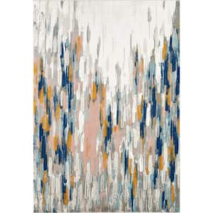Porto Orange 5 ft. 3 ft. x 7 ft. 6 in. Abstract Polypropylene Area Rug