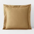 Company Cotton Gold Solid 300-Thread Count Wrinkle-Free Sateen Euro Sham