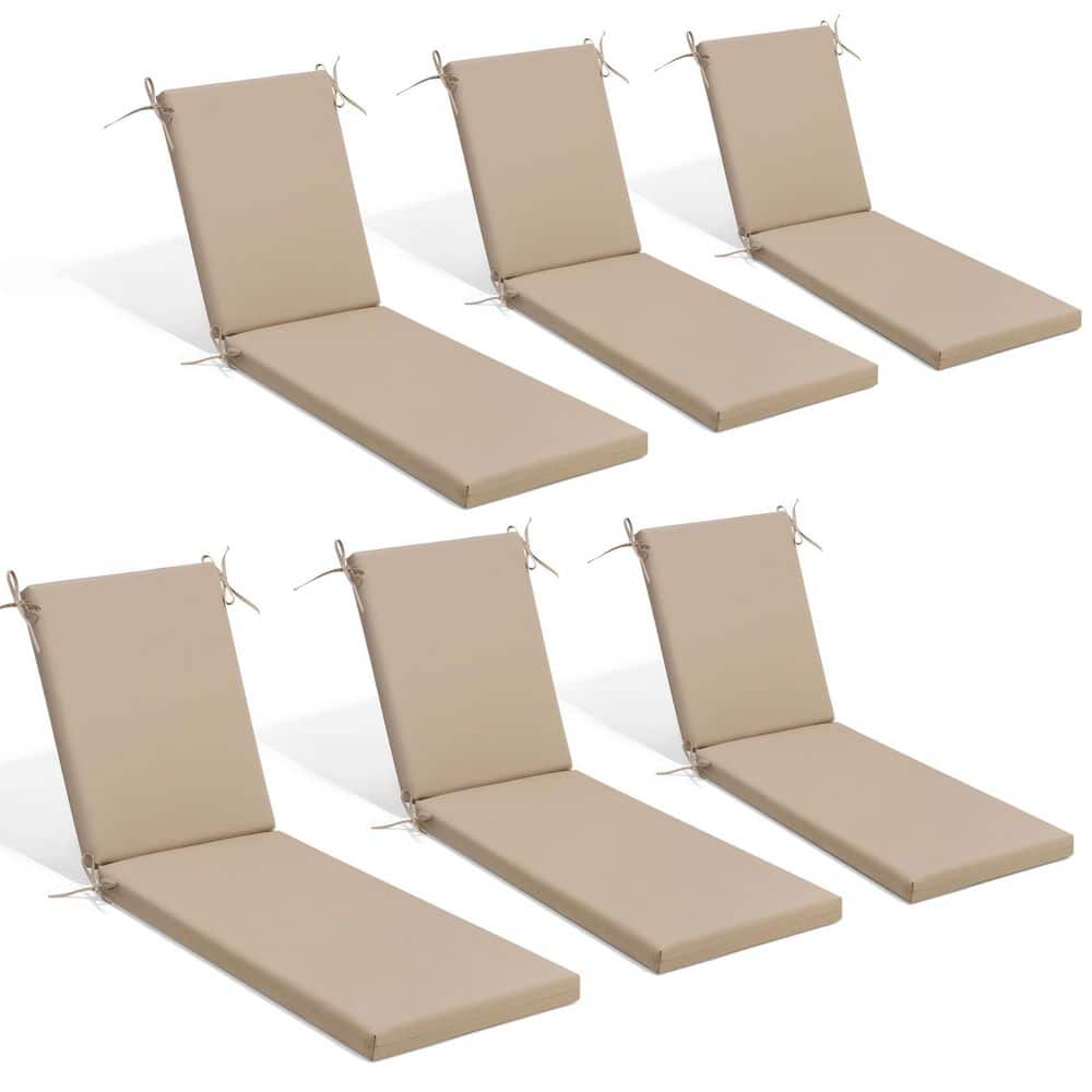 6 Pieces Outdoor Chaise Lounge Cushion in Beige 72 in. x 21 in. x 2.75 in. Thickened Patio Cushions with Zipper and Ties price history on PriceWatchPro