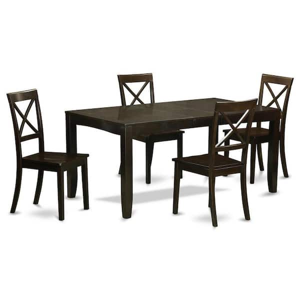 East West Furniture 5-Piece Cappuccino Solid Wood Top - Dining Room Set - Seats 4