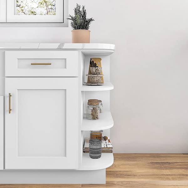 24 in. W x 9 in. D x 30 in. H Ready to Assemble Solid Wood Shaker Base Ending Shelf Kitchen Cabinet in White