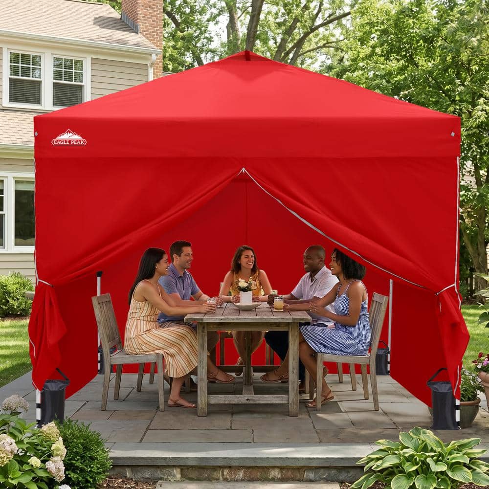 10 ft. x 10 ft. Outdoor Pop-up Canopy Instant Canopy Tent w/ 4 Sidewalls Sand Bag Wheeled Bag Height Adjustable, Red price history on PriceWatchPro
