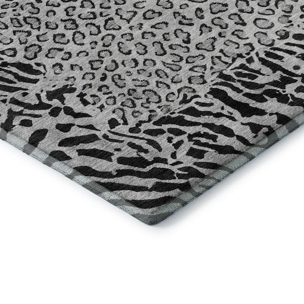 Mayfield Premium Machine Washable Abstract AMF1230 Gray 2 ft. 3 in. x 7 ft. 6 in. Runner Rug
