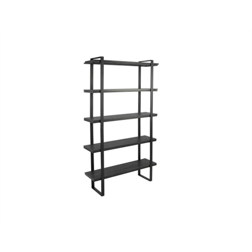 Spaco 70.9 in. Black Metal Shelf-Bookshelf 3-Shelf Standard Bookcase ...