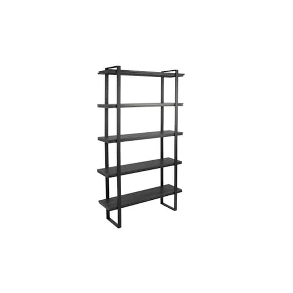 Spaco 70.9 in. Black Metal Shelf-Bookshelf 3-Shelf Standard Bookcase with Storage Shelf