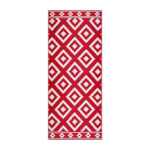 Milan Red White 2 ft. 3 in. x 6 ft. Reversible Recycled Plastic Indoor/Outdoor Area Rug