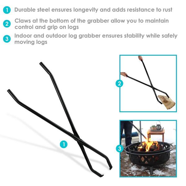 Fireplace Claw Tongs Log Grabber 36-Inch Long Picks Up Logs up to 8 Diameter 