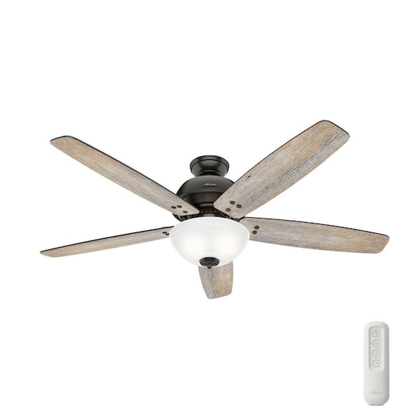 Hunter Reveille 60 In Led Indoor Noble Bronze Ceiling Fan With Light And Remote 50580 The Home Depot - 60 Inch Ceiling Fan With Remote
