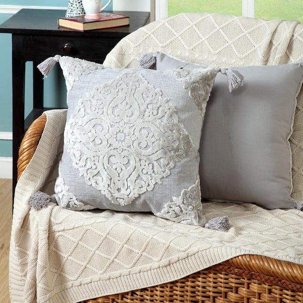 Silver gray throw discount pillows