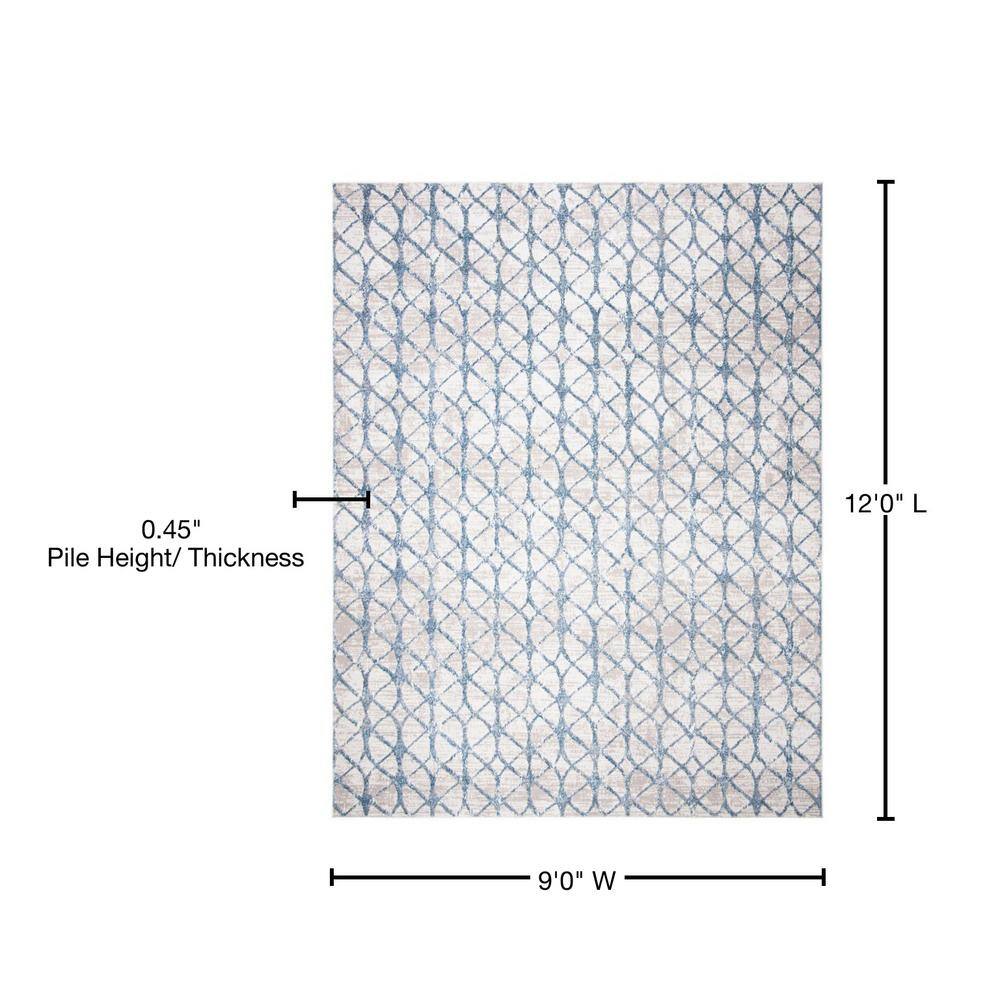 Elysian Geometric Grey/Blue Hand-Knotted Round Area Rug