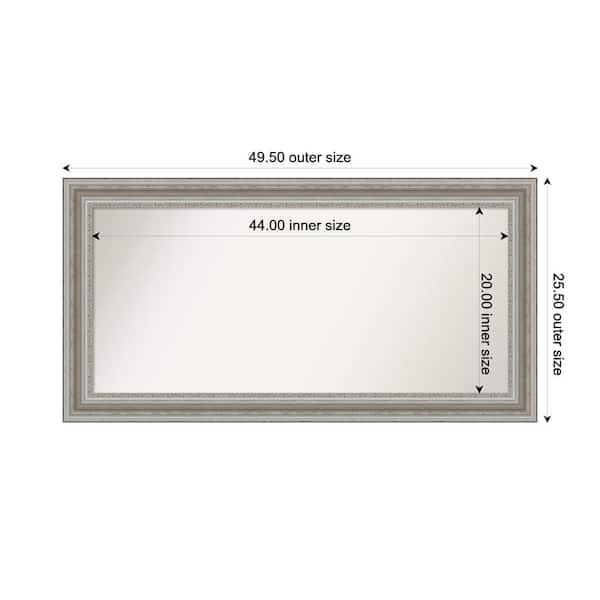Amanti Art Parlor Silver 49.5 in. x 25.5 in. Custom Non-Beveled Recycled Polystyrene Framed Bathroom Vanity Wall Mirror