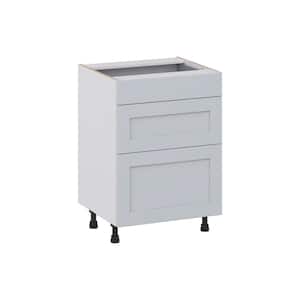 Cumberland Light Gray Shaker Assembled 24 in. W x 34.5 in. H x 21 in. D Vanity 3 Drawers Base Kitchen Cabinet