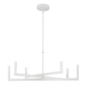 Priam 38 in. 6-Light Integrated LED White Modern Statement Chandelier for Dining Room