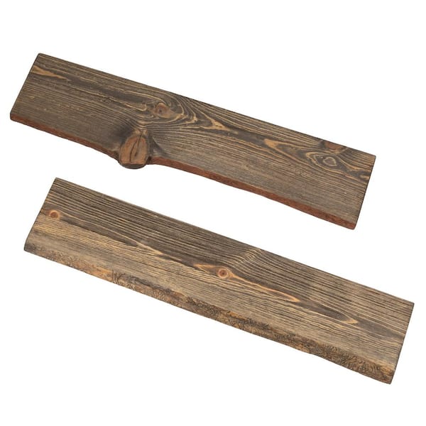 PIPE DECOR 36 in. x 8 in. x 1 in. Boulder Black Solid Pine Live Edge Wall Shelf (Set of 2)