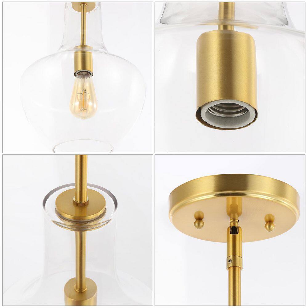 Watts 10.5" Gold and Clear Glass LED Pendant Light