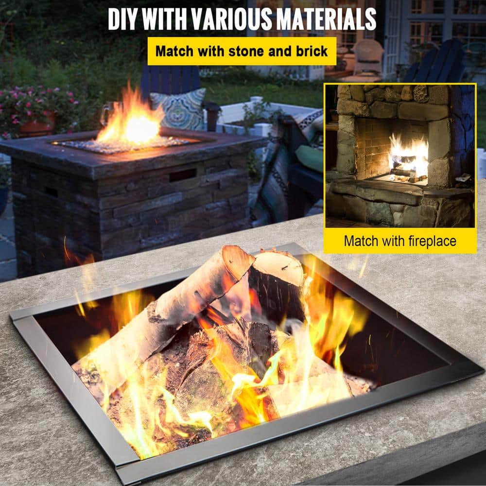 Black Steel Free-Standing Fire Pit Ring with Tongs